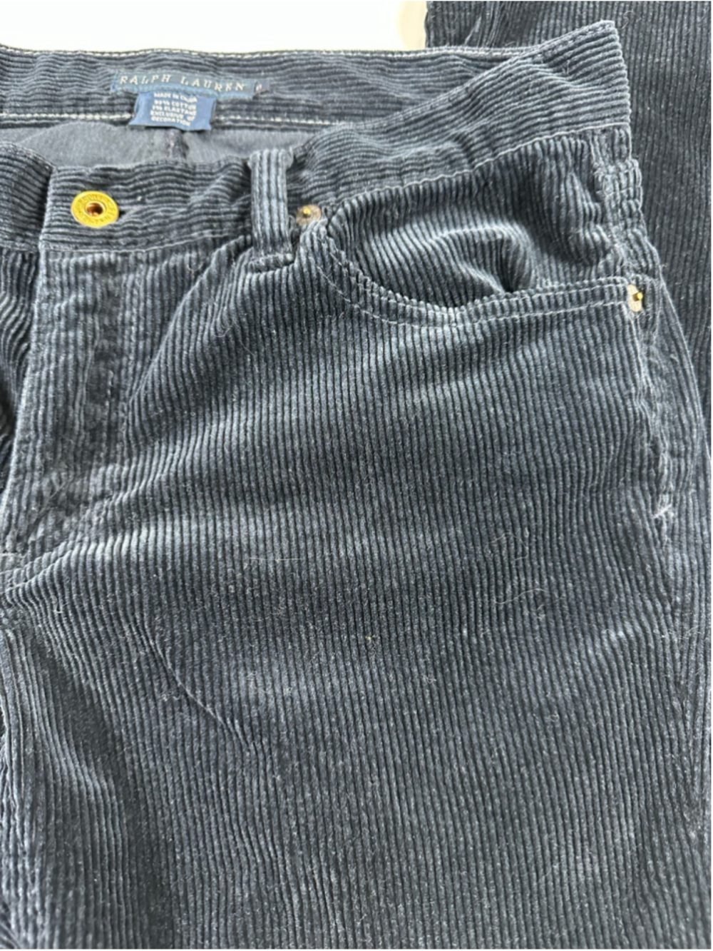 Vintage Ralph Lauren Blue Label Brand Thompson Black Wide Wale Corduroy Pants 8 - Picture 8 of 16
